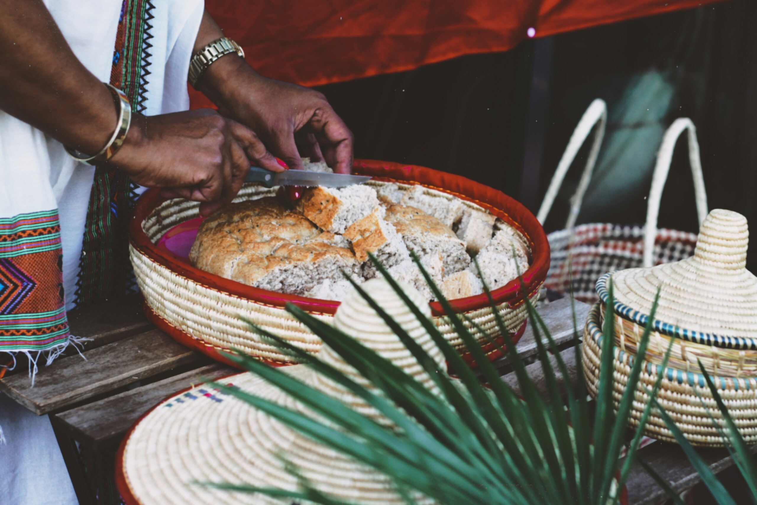 Coffee ceremony from Ethiopia. bread bites as side snack